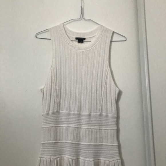 Theory Ribbed Knit White Mini/Midi Dress - Picture 2 of 6